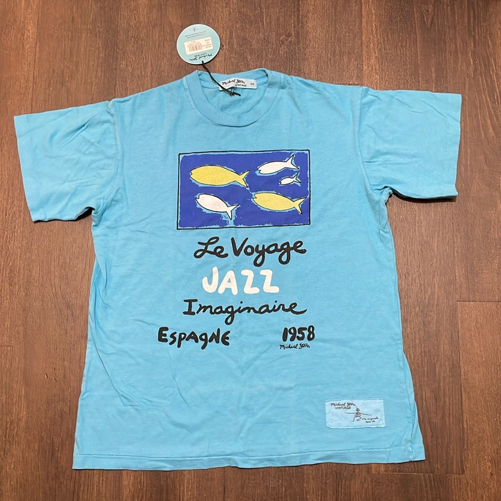 MICHAEL STARS  BLUE VINTAGE INSPIRED BRASILIA T-SHIRTS